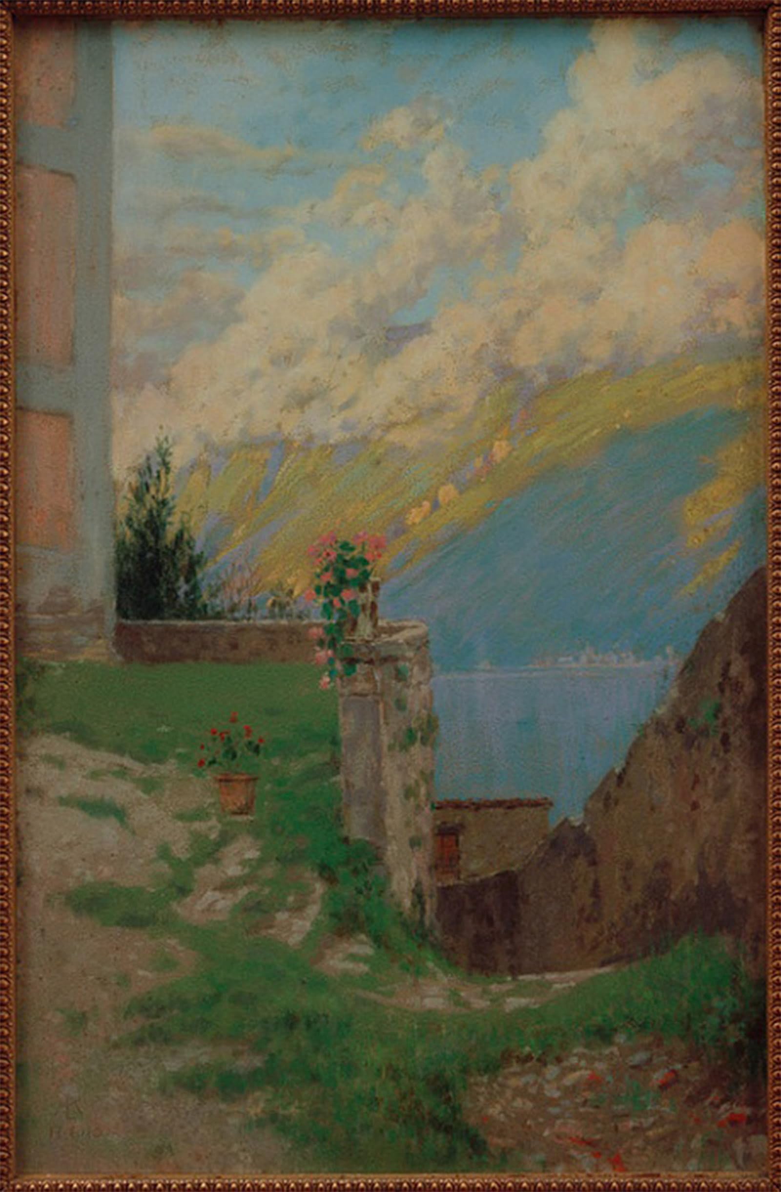 ARTXLXXBN Famous Print Painting Colorful Art Print View of Lake Garda by Melchior Lechter Canvas Art Decorations for Home Decor 60x90cm