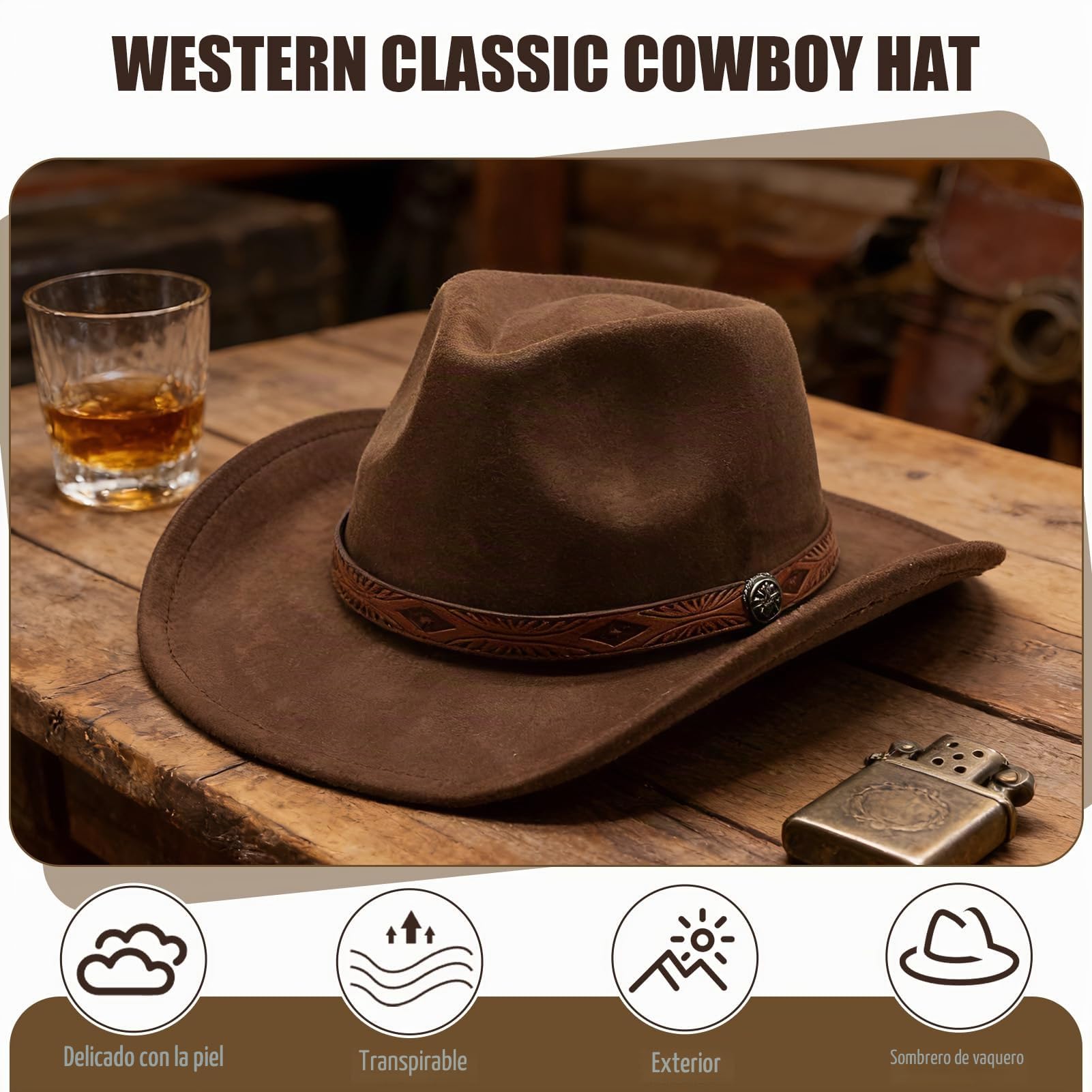 sombrero Fedora, occidental, panamá y fieltro ancho para mujeres y hombres