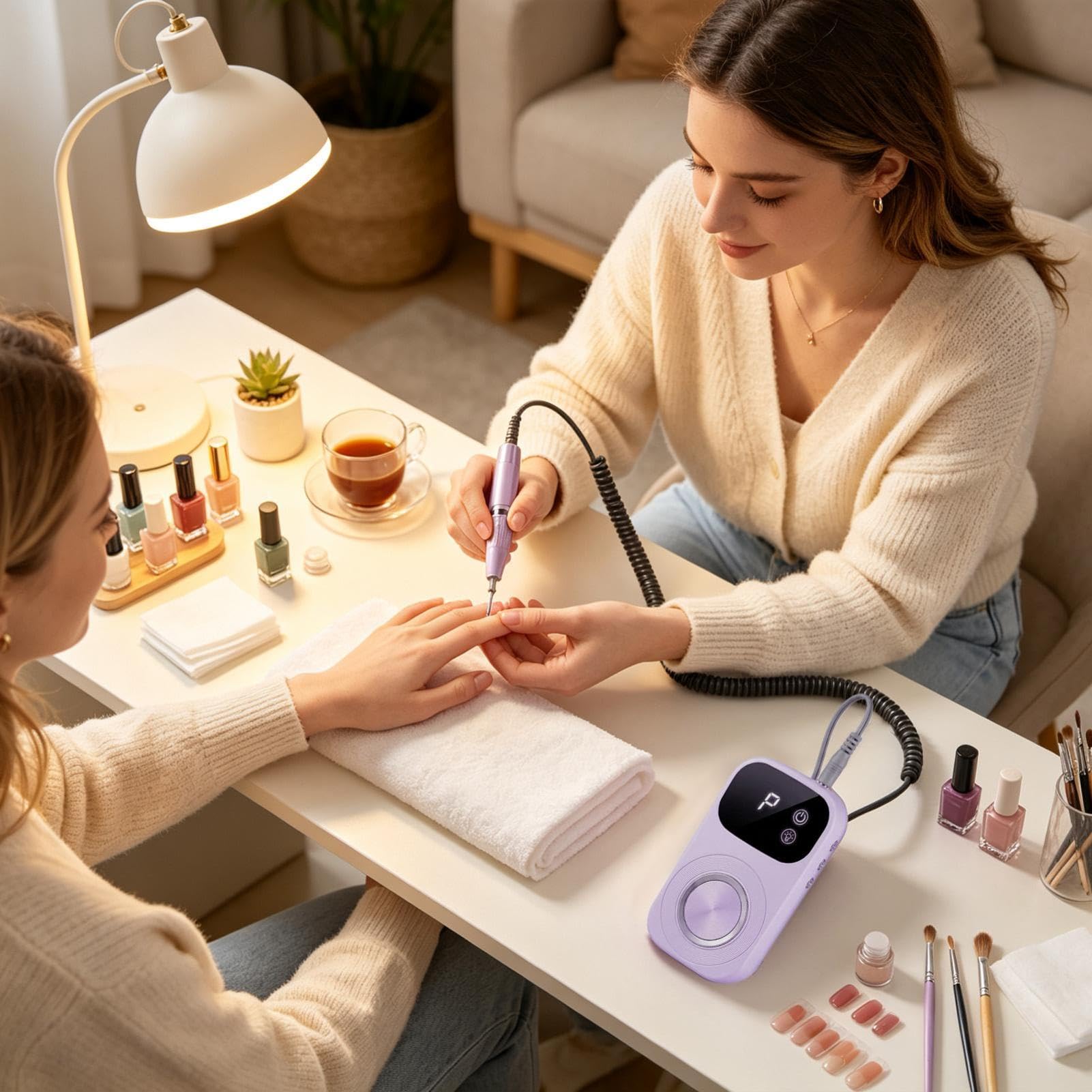 Taladro de de uñas portátil, recargable, silencioso, herramientas de manicura | Máquina de limar de gel de pedicura para mujeres, principiantes, manicura profesional, uñas de gel acrílico