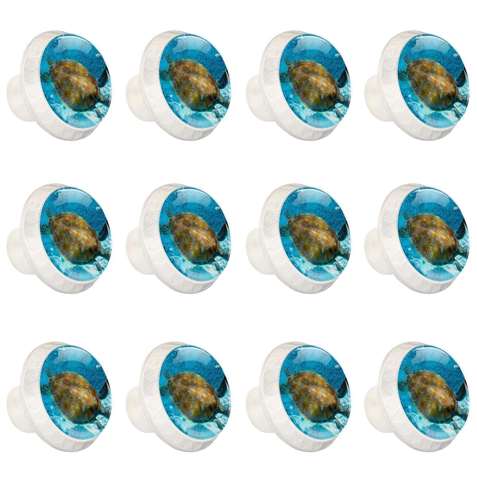Boutons d'armoires de cuisine tortue de mer en lot de 12 pour tiroirs
