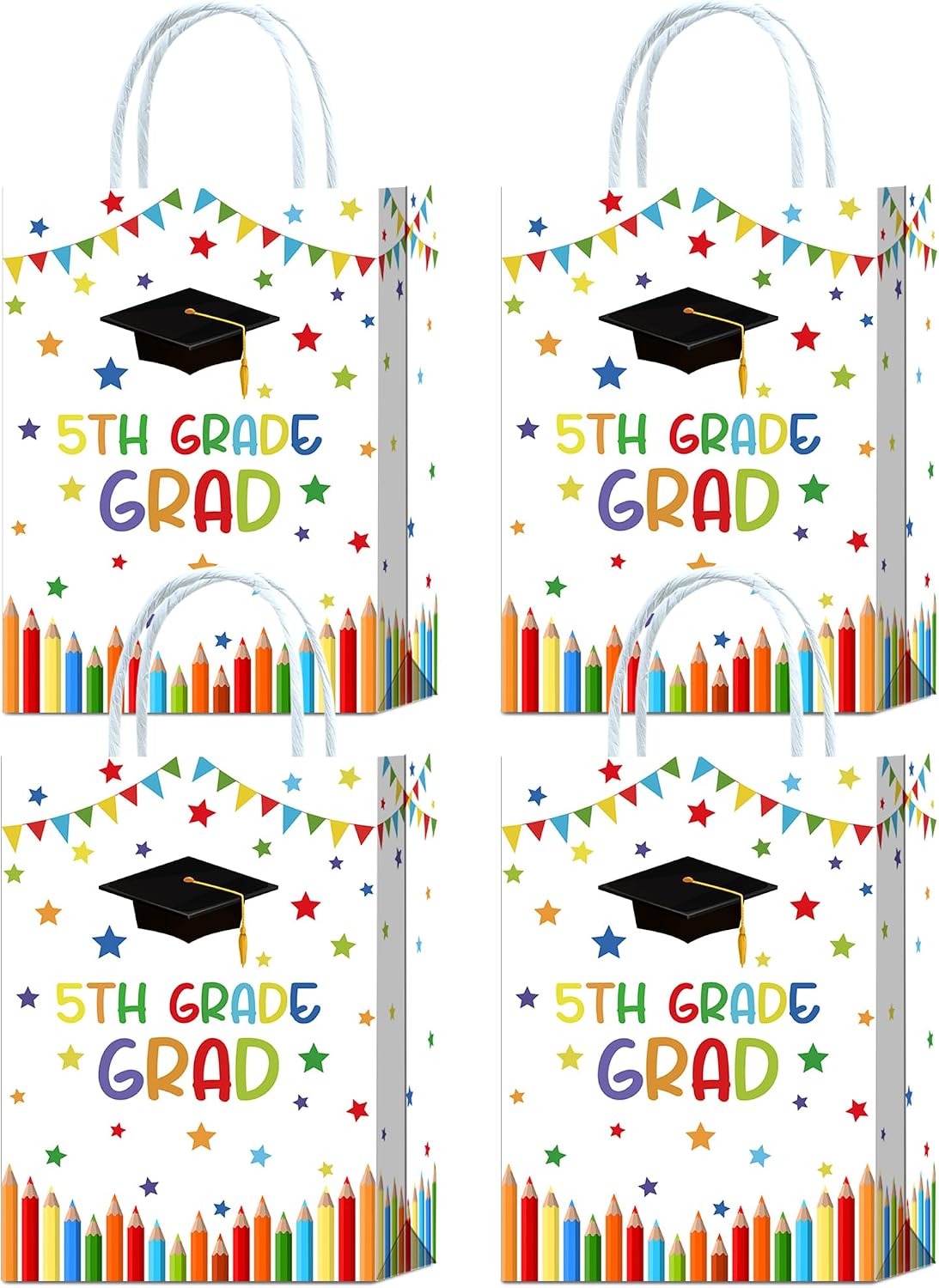 Brattol 16 Pieces 5TH Grade Graduation Goody Bags,Class of 2026 5TH Grade Grad Gift Snacks Treat Candy Party Favors Bags with Handles for Eighth Grade Graduation Theme Party Supplies Decoration