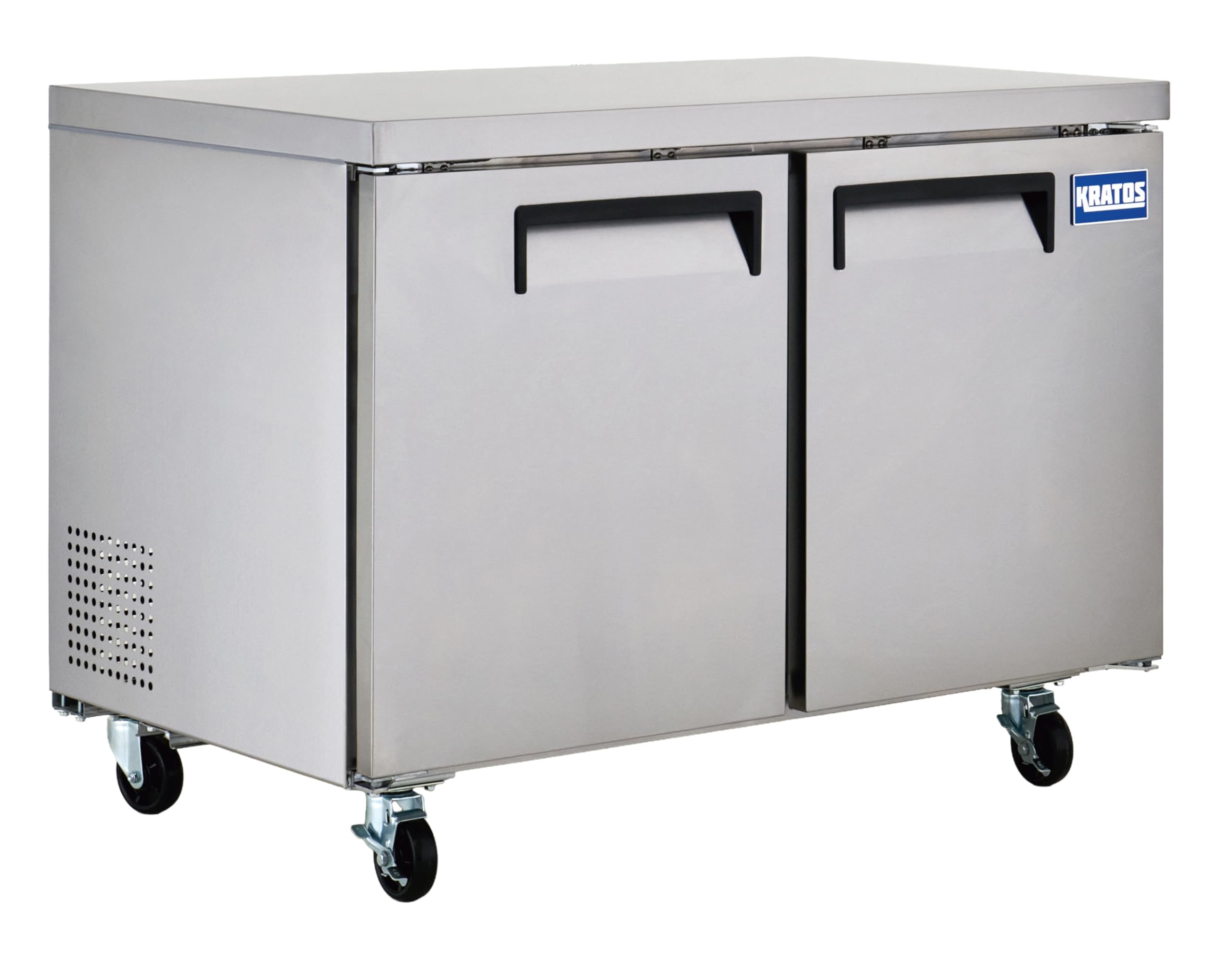 Kratos Commercial Undercounter Refrigerator, 60" Wide Two Door Mobile Refrigerator, Stainless Steel Exterior and Interior, 115V (67K-302)