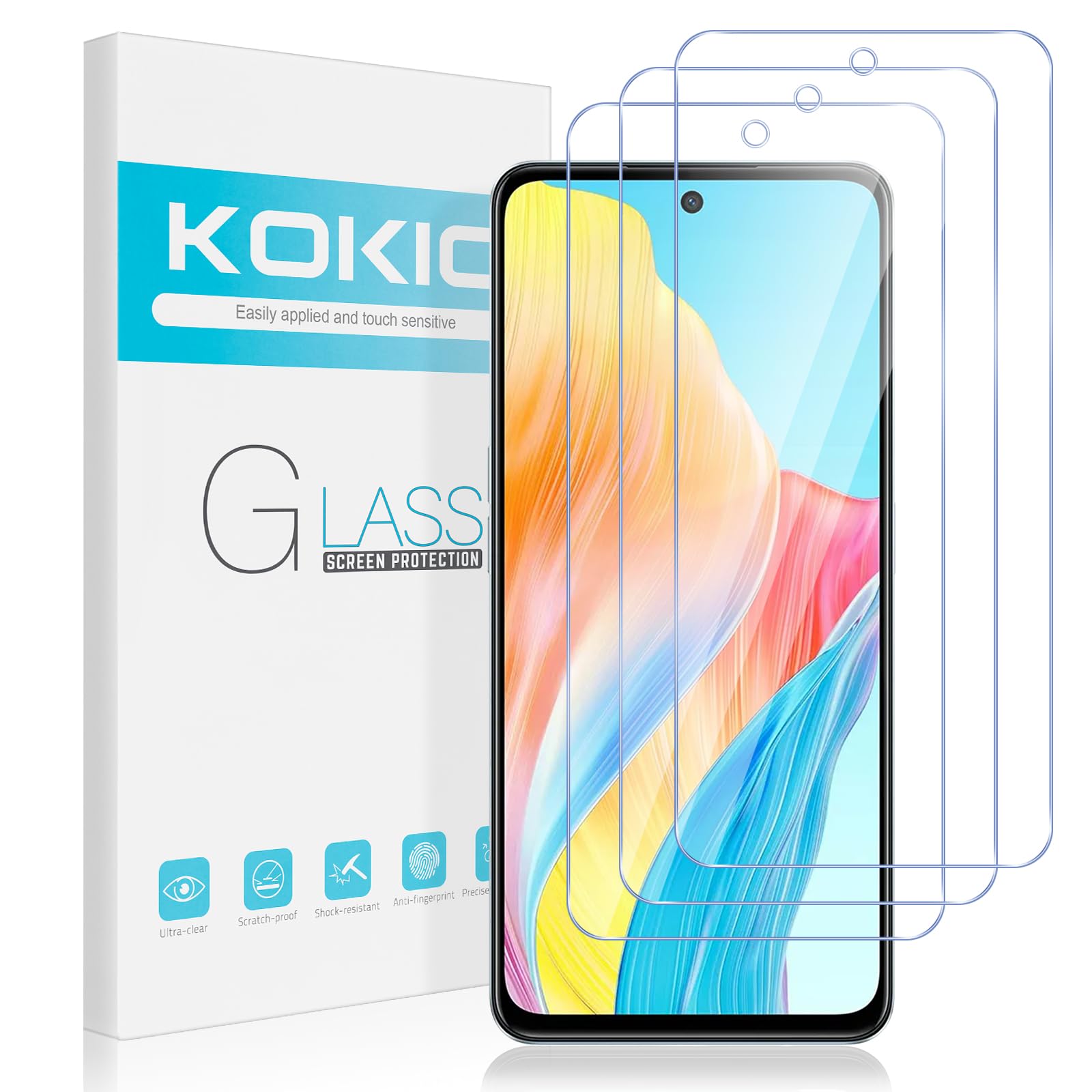 GEJEFA Vetro Temperato per Oppo A98 5G, 3 Pezzi 9H Durezza Pellicola Protettiva per Oppo A98 5G [AntiGraffio][Sensibilità al Tocco][Anti-Impronta