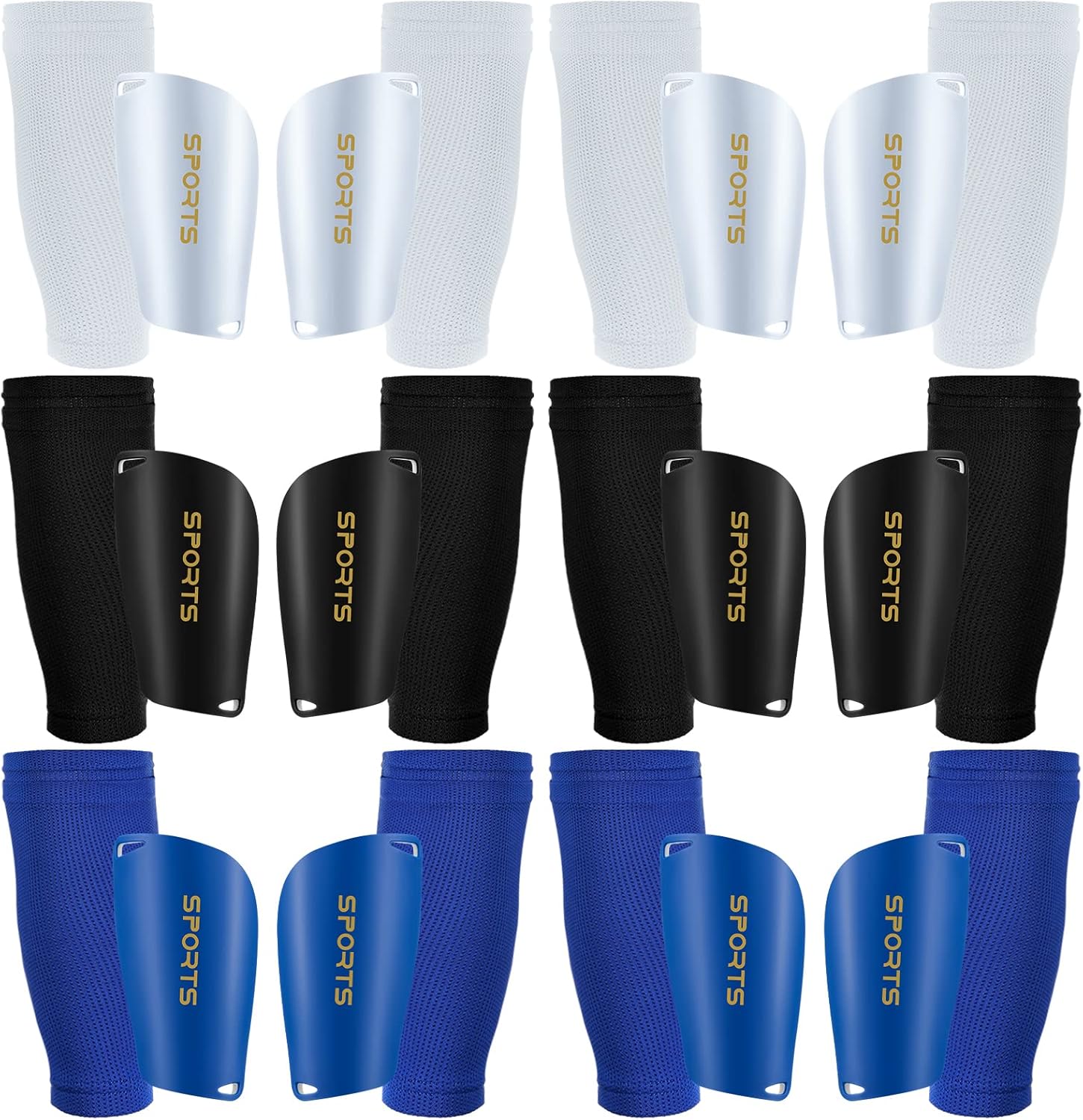 6 Pairs Kids Youth Soccer Shin Guards with Shin Guard