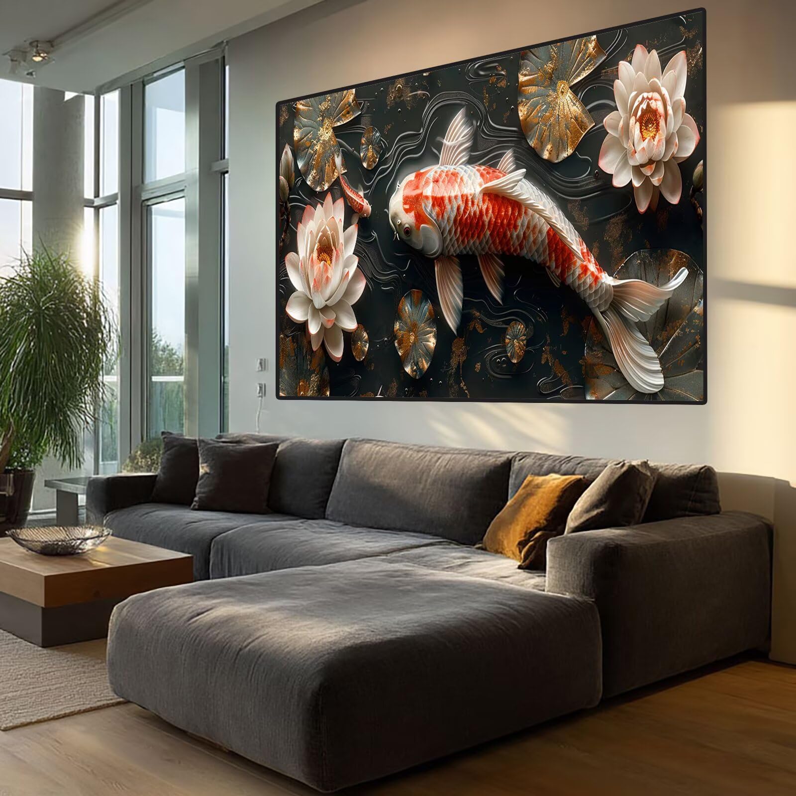 Lotus Diamond Art Koi Fish Diamond Painting Arts and Crafts dla dorosłych, zestawy do malowania diamentami 5D, dorosłych, Crysta, haft krzyżykowy, zestaw do haftowania DIY dla początkujących