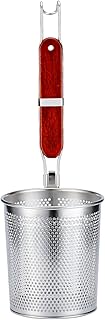 TENTA KITCHEN Panier à pâtes Micro-perforé en Acier Inoxydable Mesh Spider Food Dumpling Noodle Strainer, Fine Mesh Skimmer Kitchen Tamis Fin en Maille avec poignée en Bois (passoire, 12cm)…