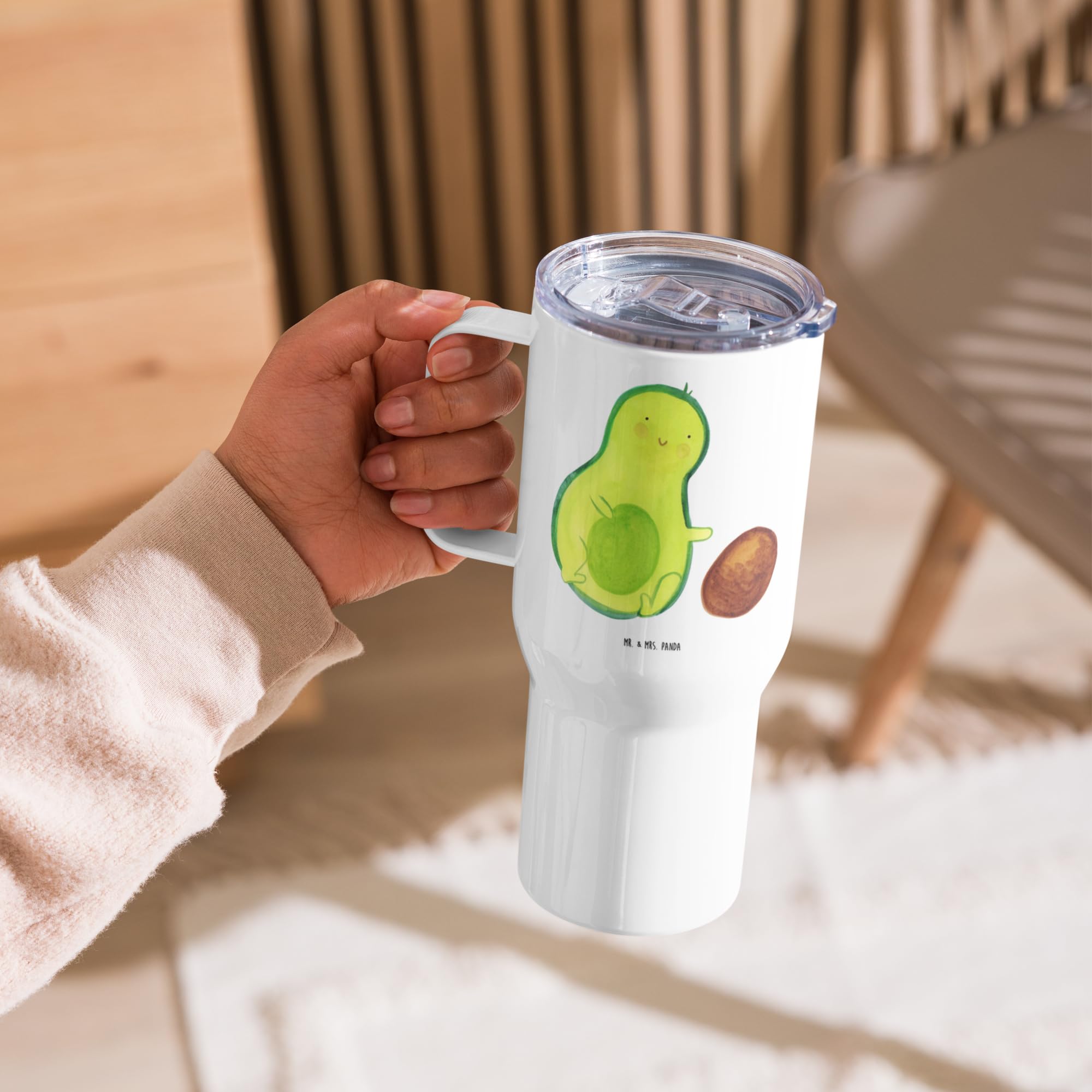 Mr. & Mrs. Panda thermosbecher Avocado Kern rollt - Geschenk, Mehrweg-Kaffeebecher, Kaffee-to-go-Becher, Liebe, Geburt, To-Go-Becher, glücklich, Schwangerschaft, Thermobecher, Baby, Isolierbecher