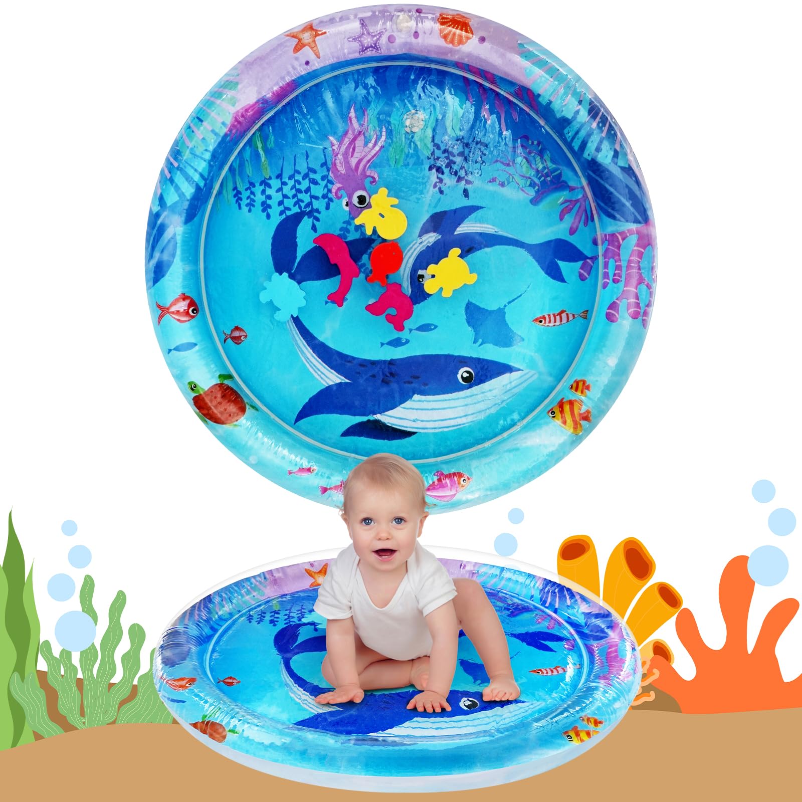 AYESY Tummy Time Mat,Inflatable Tummy Time Water Mat Baby Pad
