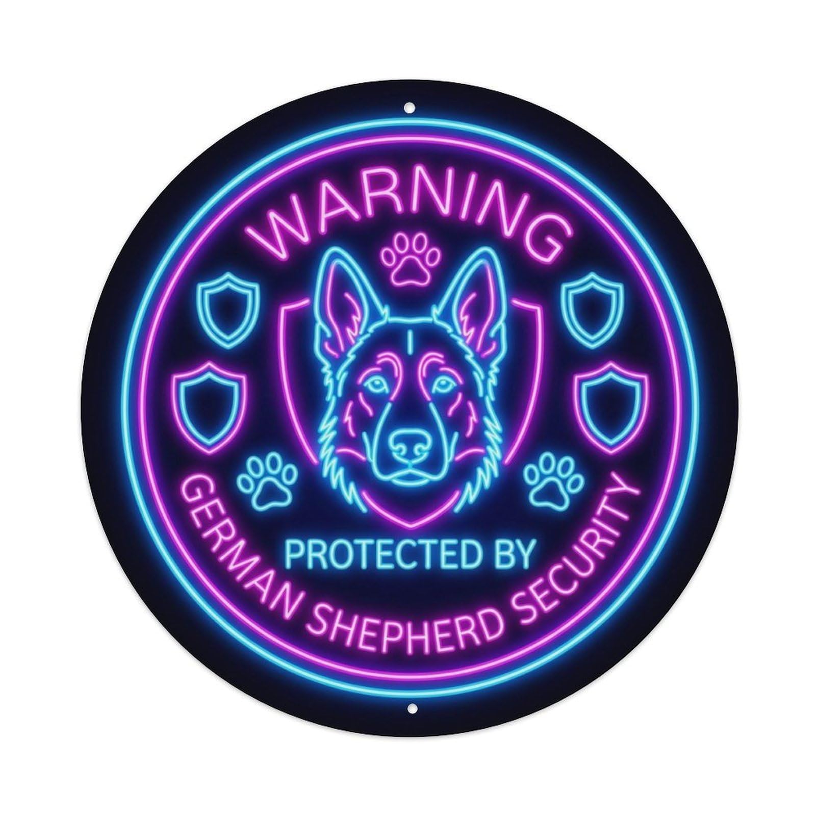 German Shepherd Security Warning Vintage Green Metal Tin Sign