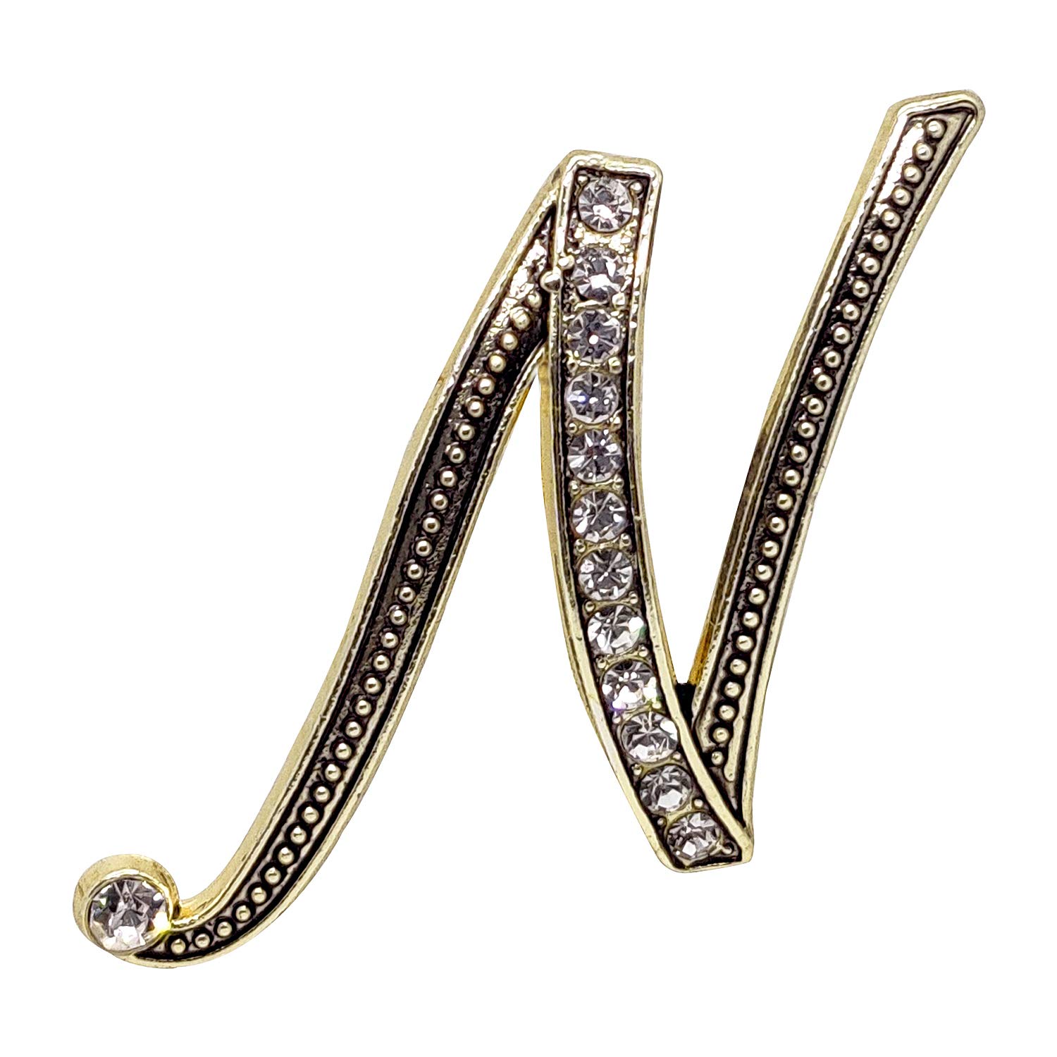 FURE N Initial Metal Brooch (Antique Golden) for Men & Women (B089FC3FLZ) Amazon Price History, Amazon Price Tracker