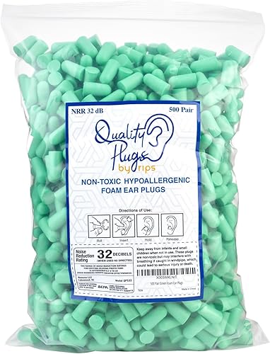Tapones para los oídos de espuma de calidad, 500 pares, desechables de 32 dB, con cancelación de ruido, bloqueo de sonido de alto decibelio, tapones