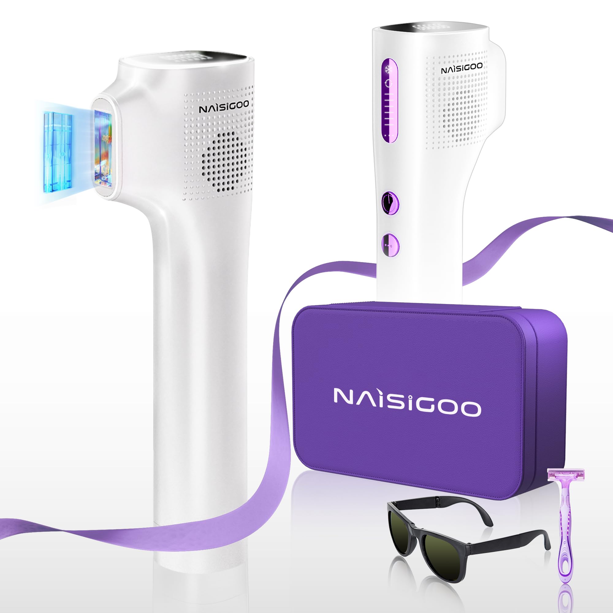 NAISIGOO Laser Hair Removal Device for Women & Men, at-Home Painless IPL Laser Hair Remover with 40°F Ice-Cooling Contact, Long-Lasting Lazer Hair Removal for Face, Legs, Armpits, Bikini Line