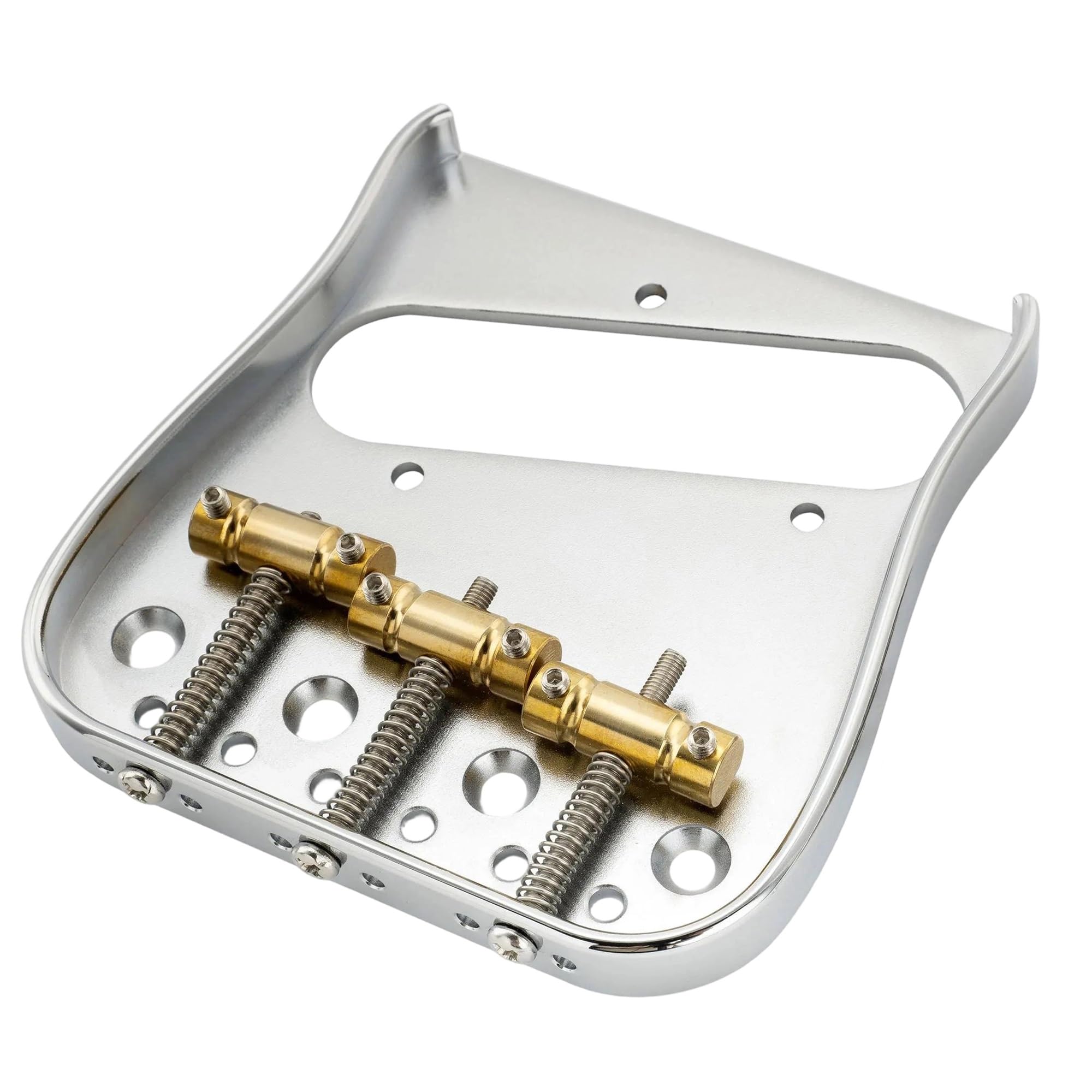 Mostek Gitarowy Rozstaw Strun 54 Mm W Całości Z Litego Mosiądzu Kompensowanym Zakrzywionym Mostkiem Gitarowym 3 Siodełkami Chromowany(Left)