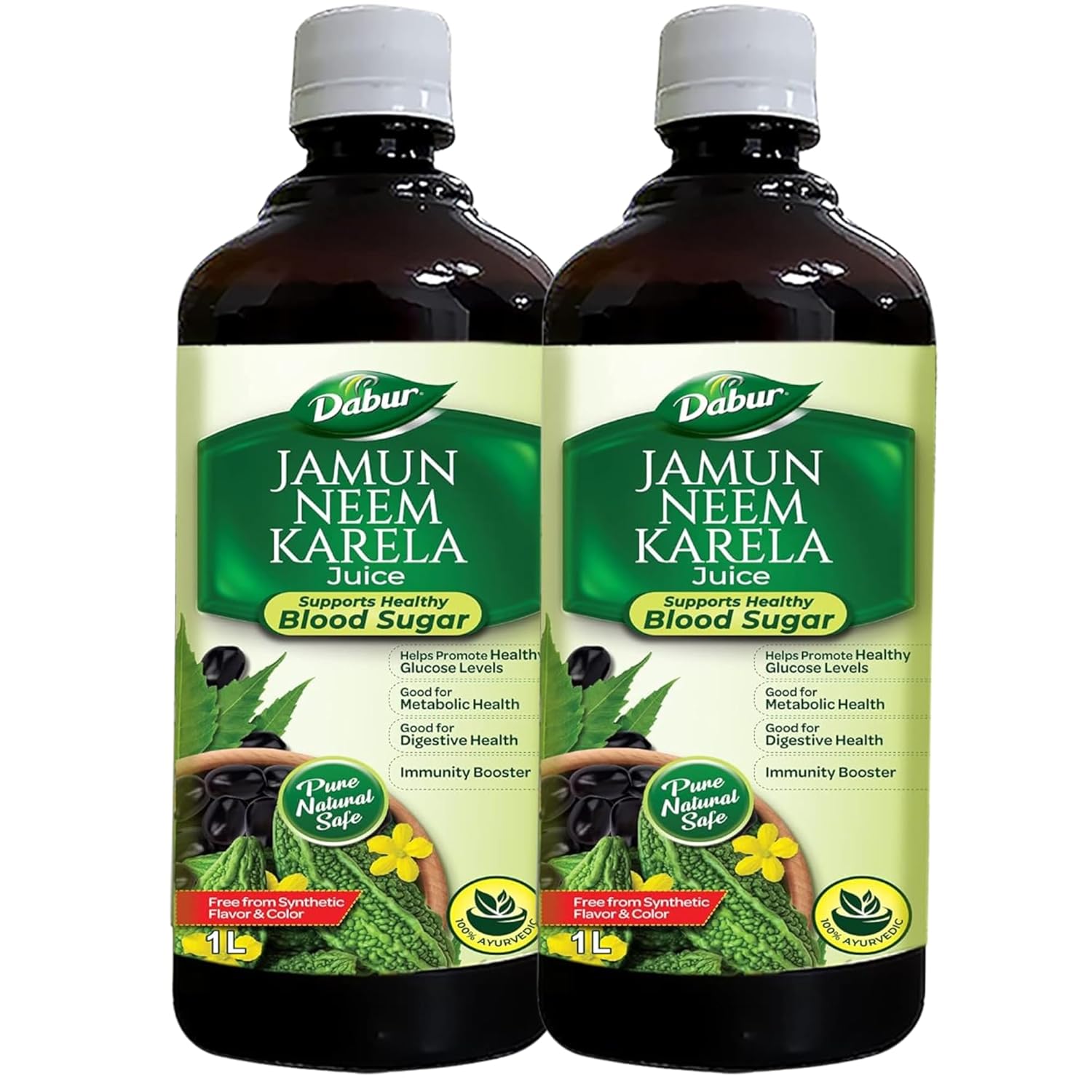 Dabur Jamun Neem Karela Juice – 2l (1l x 2) | Helps Control Blood Sugar Level & Reduces Bad Cholesterol | Good for Metabolic & Digestive Health | Ayurvedic Health Juice For Diabetic Care