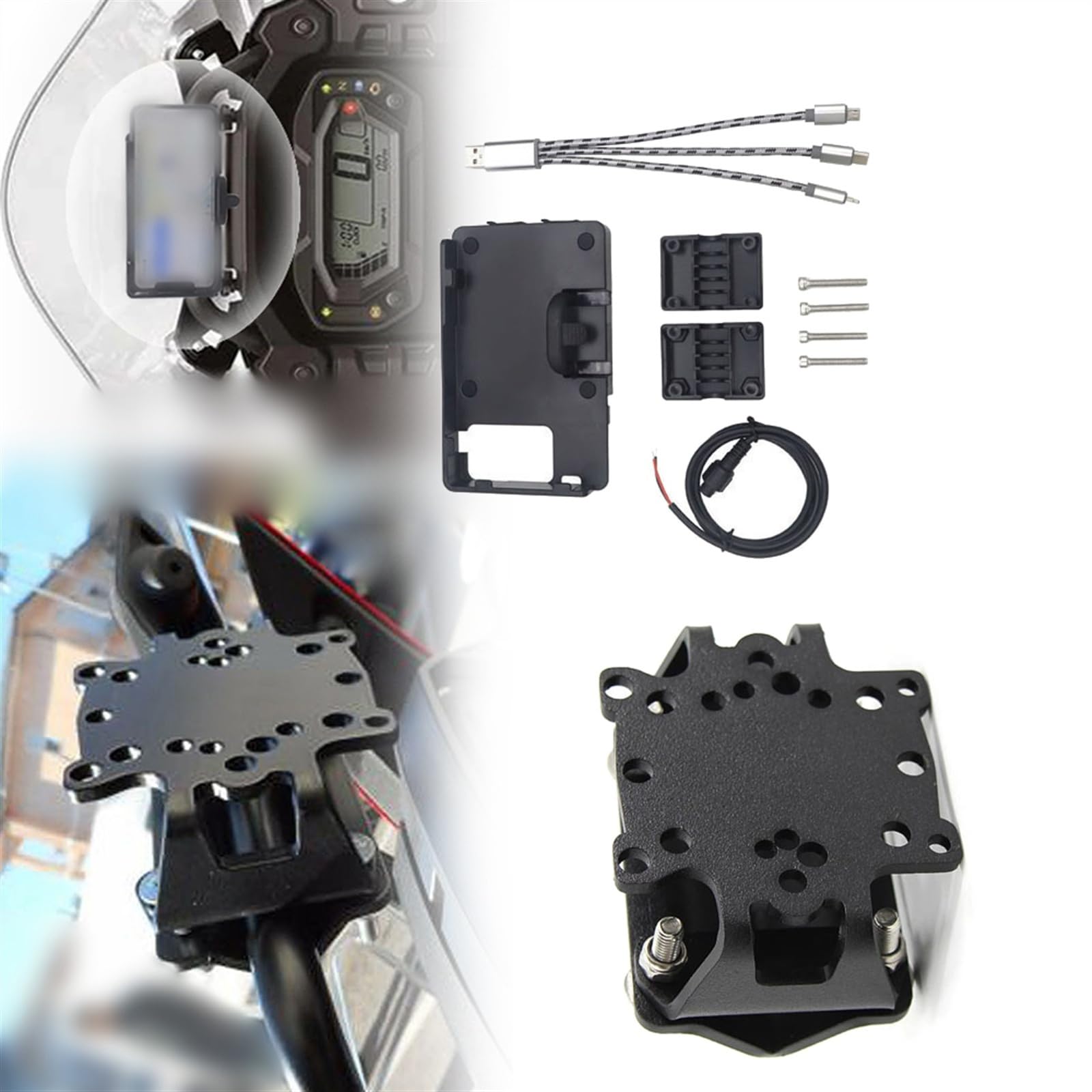 Support GPS KLR 650 Kawasaki anti-vibration avec chargeur USB et sans fil - 8