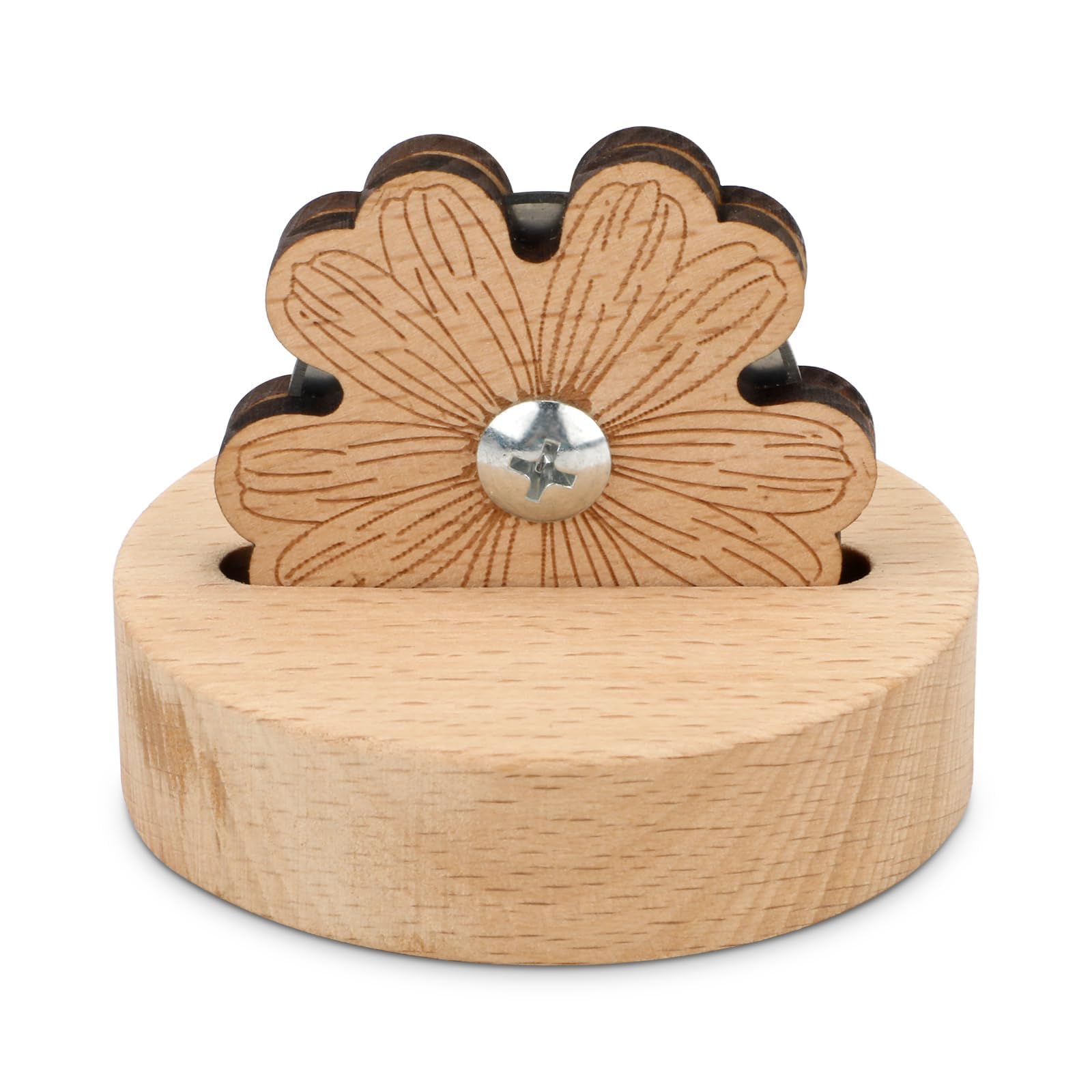 Paporich Daisy Thread Cutter, Tabletop Yarn Cutter with Blade Saver, Thread Cutting Tools with Anti Slip Stand, Wooden Rotary Thread Cutting Tool for Sewing Seam