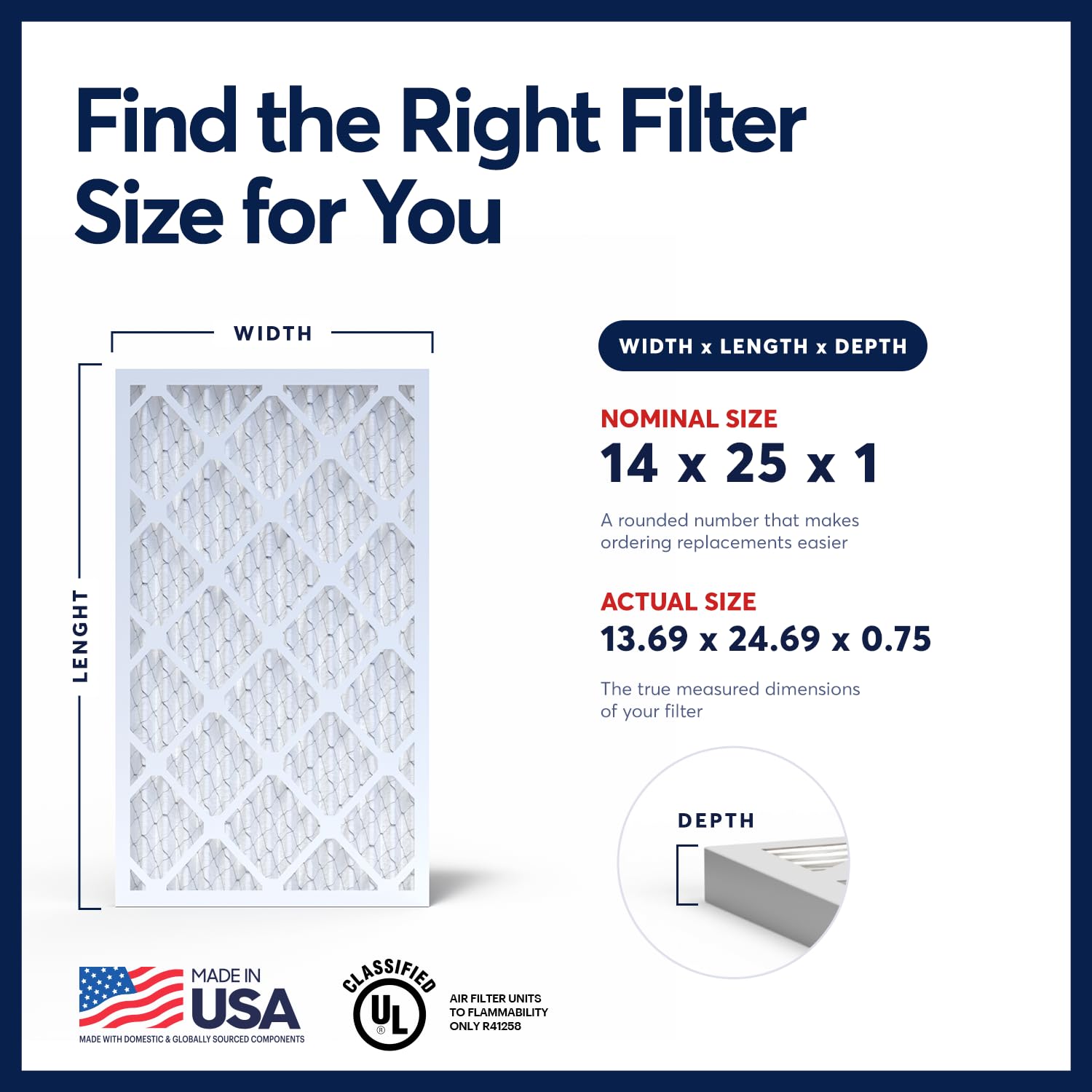 BNX TruFilter MERV 13 - Filtro de aire para horno de aire acondicionado, 14 x 25 x 1 (4 unidades), fabricado en Estados Unidos, plisado, electrostático, filtros de horno de aire acondicionado HVAC,