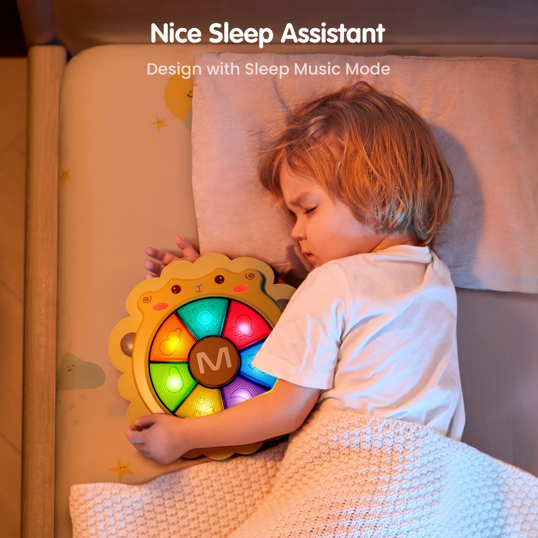tumama Bébé Tambour Électronique Jouets Musicaux Lumière Sonore Instruments Jeu Activité Sensorielle Jouet D'apprentissage Vacances Noël Cadeaux D'anniversaire Tout-Petit Nouveau-Né 18 Mois + (mouton)
