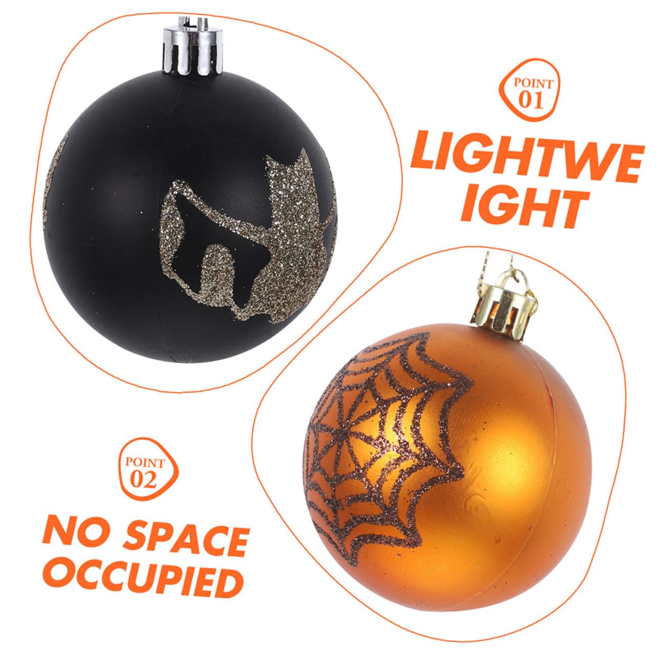 36pezzi Addobbi Halloween Ornamentali Sfera di Plastica Tema Teschio di Zucca Strega per Decorazioni Casa Festa Autunnali