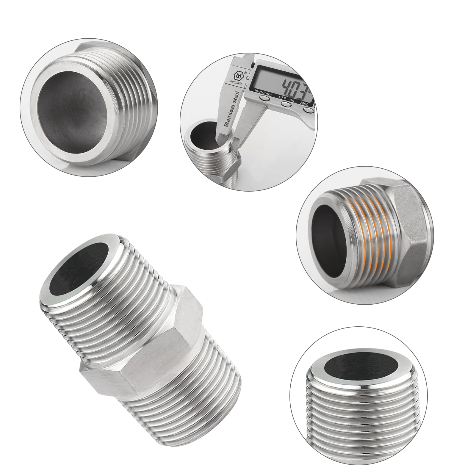 Adapter węża prysznicowego 1/2" ze stali nierdzewnej, podwójna złączka, przedłużka, złączka, złączka gwintowana, adapter z 1 szt. Bubbler, filtr napowietrzający, element 1 x uszczelka