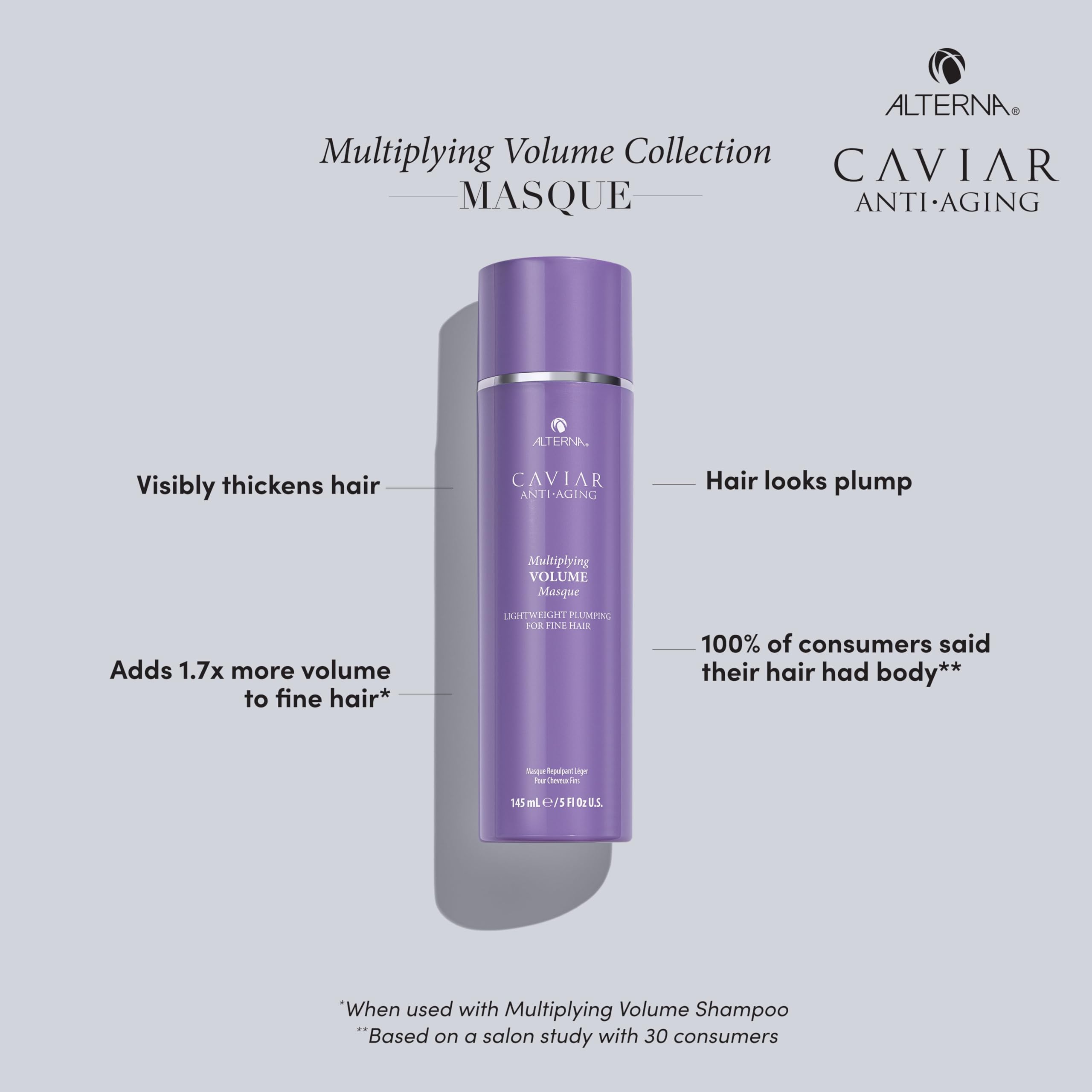 Alterna CAVIAR Anti-Aging Multiplying Volume Masque 5 Fl Oz | Lightweight Hydrating Hair Volumizer Mask for Fine, Thin, Limp or Flat Hair | Adds Shine & Body | Strengthens, Detangles & Boosts Fullness