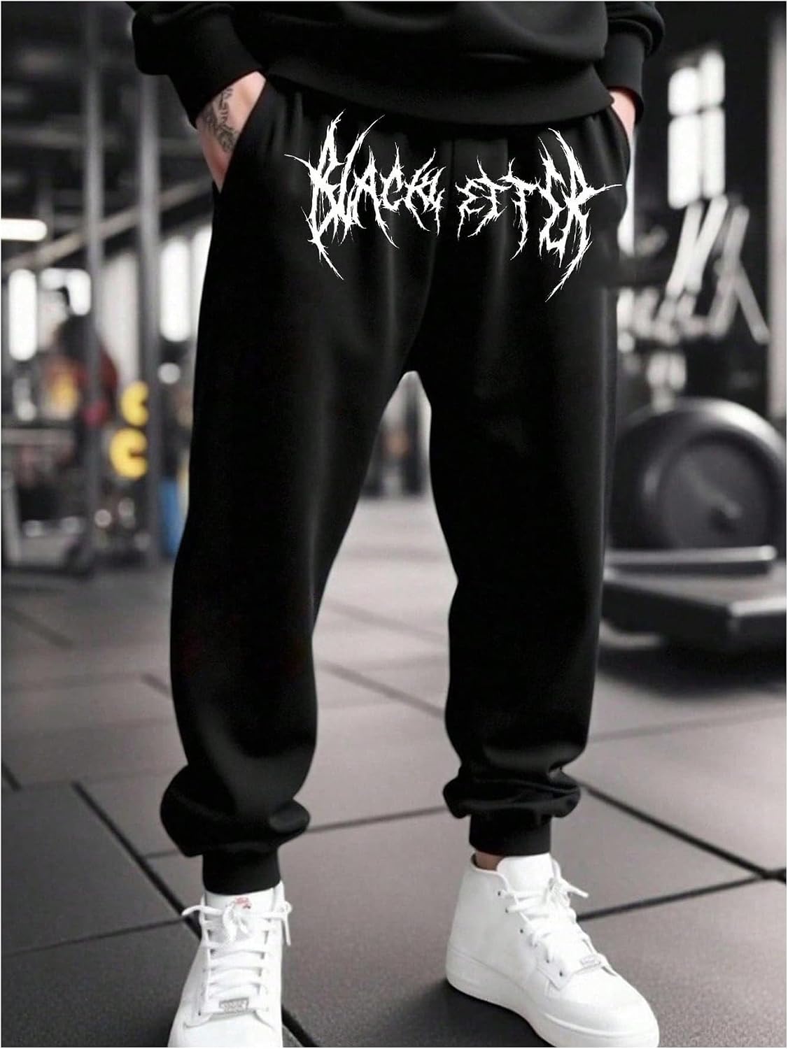 SHENHE Men's Gothic Graphic Jogger Sweatpants Drawstring Waist Workout Casual Track Pants