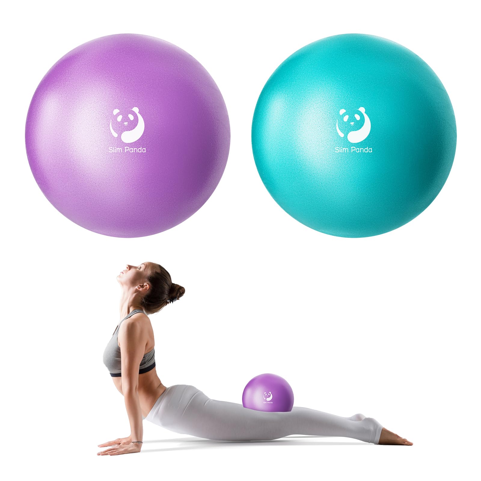 Slim Panda Palla Pilates Piccola,23-25cm Anti Scoppio Antiscivolo Palla Ginnastica con Cannuccia Gonfiabile,Soft PVC Palla daYoga per Fitness