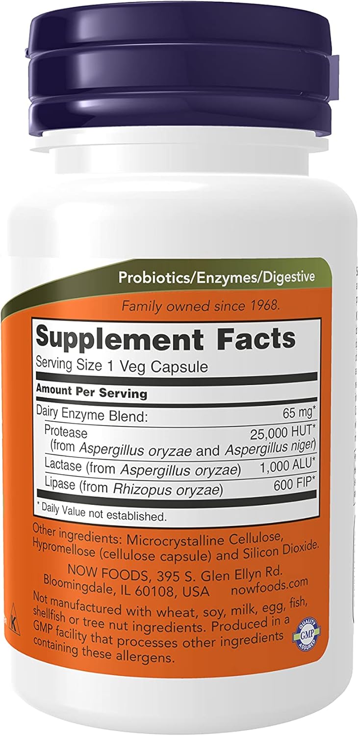 NOW Supplements, Dairy Digest Complete, Digests Lactose, Dairy Proteins and Fats*, Dairy Tolerance Enzymes*, 90 Veg Capsules : Health & Household