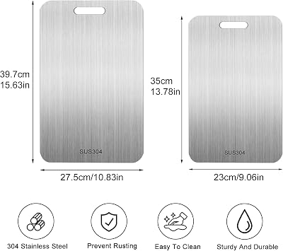 2 Pcs Titanium Cutting Board, 2025 New Multifunctional Titanium Chopping Board, Pure Titanium Cutting Board Food Grade, for Ensure The Original Taste of The Ingredients
