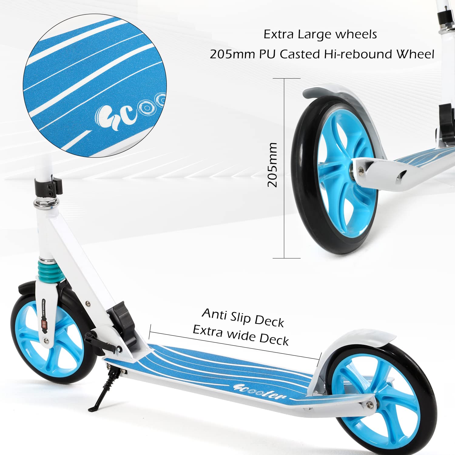 Trottinette Adulte/Enfant Avec Frein à Disque - Réglable, Pliable, Roues 200 Mm, Charge 100 Kg