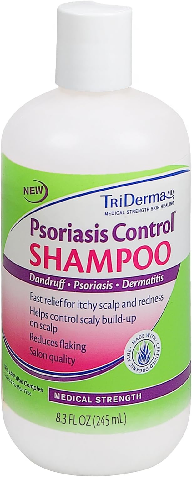 TriDerma Psoriasis Control Shampoo for Itchy Scalp, Dandruff, and Dermatitis Symptoms (8.3 oz)