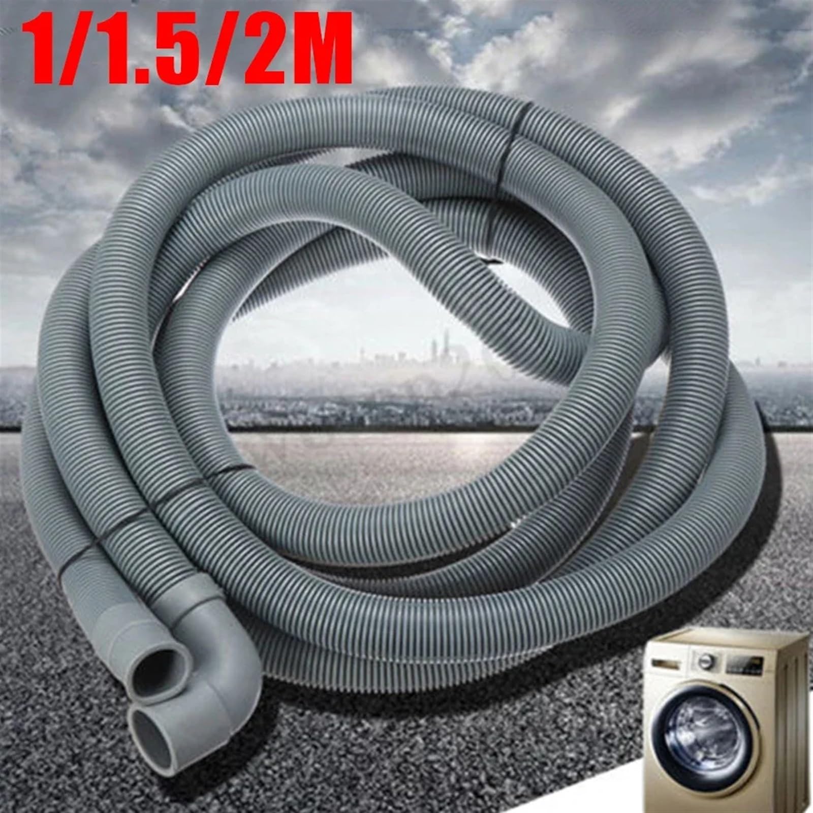 Ablaufschlauch Adapter, Waschmaschine Schlauch 1/1,5/2M Waschmaschine Ablaufschlauch Geschirrspüler Waschmaschine flexibler Auslass Wasserleitung Verlängerung Abflussschlauch (2 Meter)