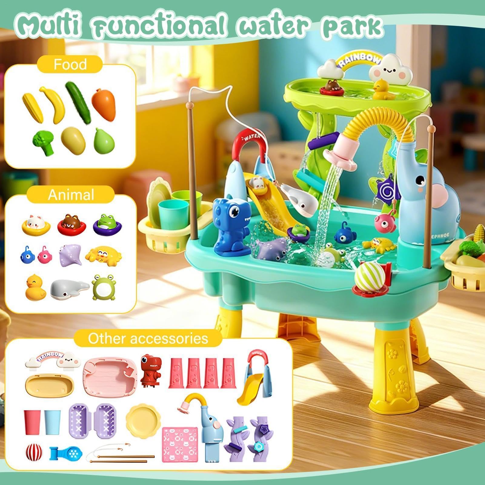 Kinder Wassertisch,Angelspielzeug Mit Elektropumpe,Outdoor-Wasserspielzeug - für Mädchen Garten Terrasse Balkon Camping Kindergarten Urlaub Geburtstag Geschenk Bad Spielzimmer
