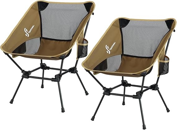 Sportneer Vikbar lätt campingstol kompakt strand campingstol hopfällbar utomhusstol för vandring camping, kaki, tvåpack