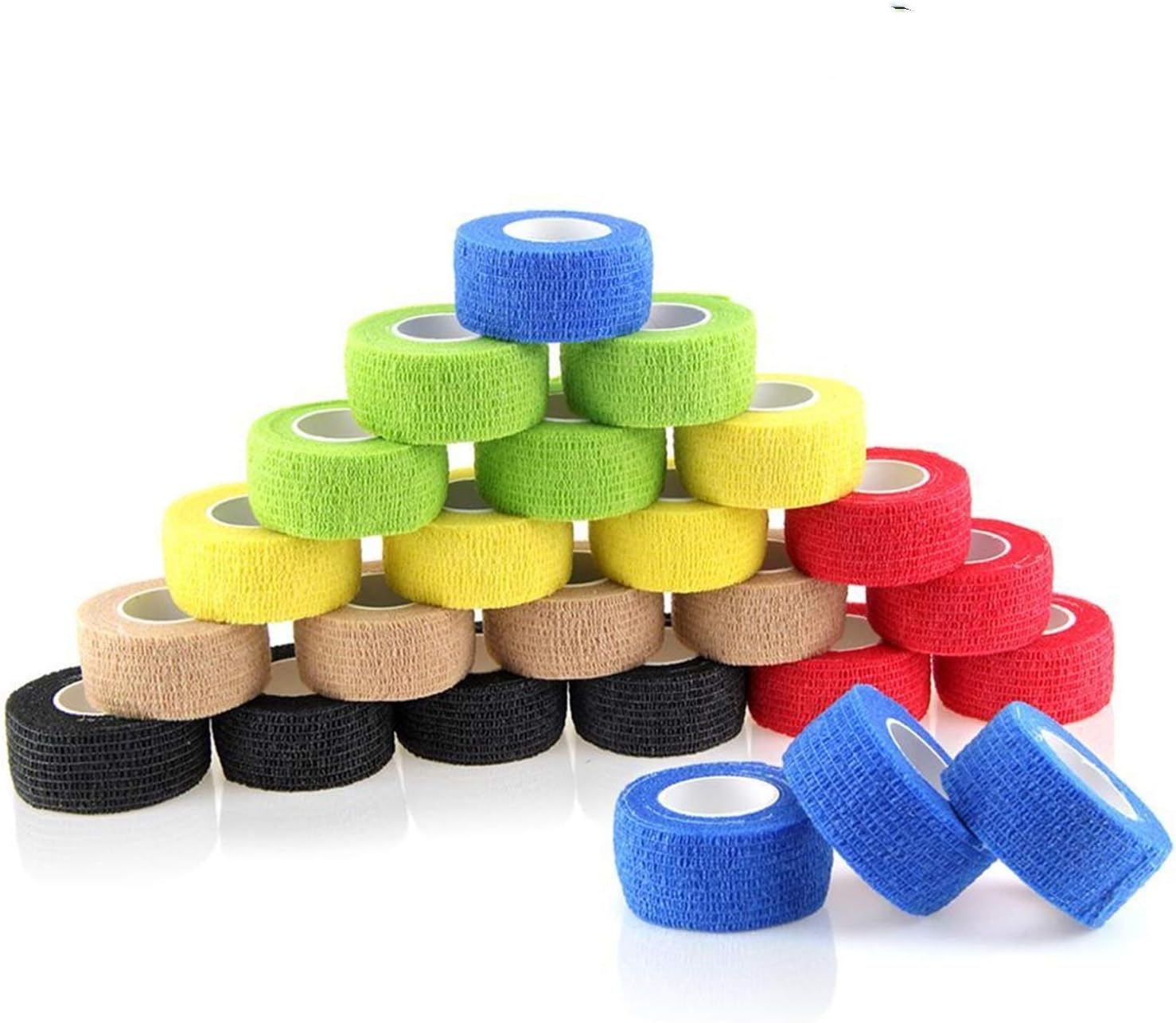 DUNRU Esparadrapo Deportivo 24 Rollos de Cinta Auto Esparadrapo Deporte cohesivo Vendaje Impermeable de los Deportes del Ejercicio de la Cinta Dedo enrollar Cinta de Venda Elastica Adhesiva