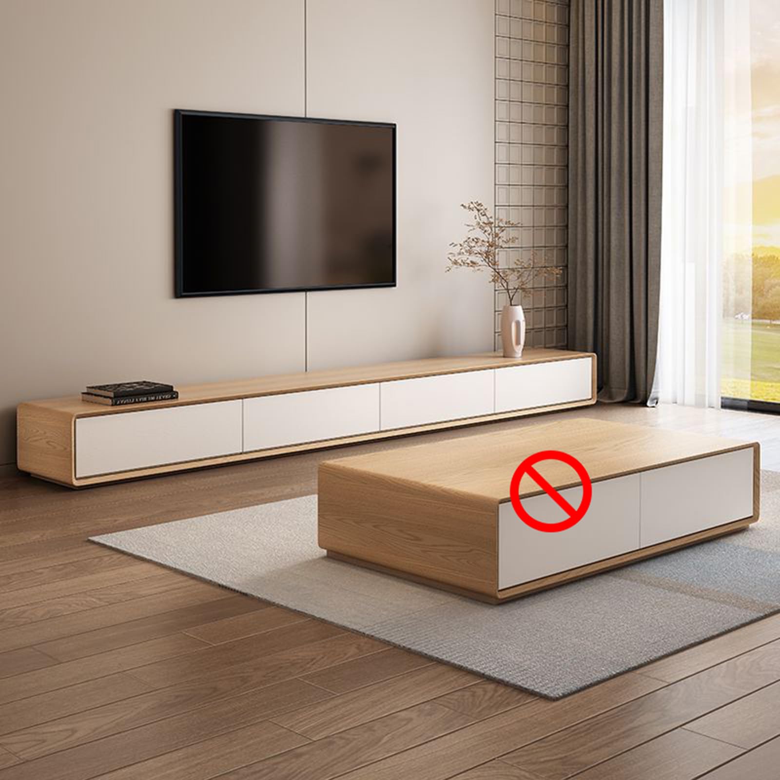 Générique Meuble TV Moderne avec tiroirs, Console multimédia TV pour Salon, Table TV en Bois Massif de Style Ferme pour Chambre à Coucher, C