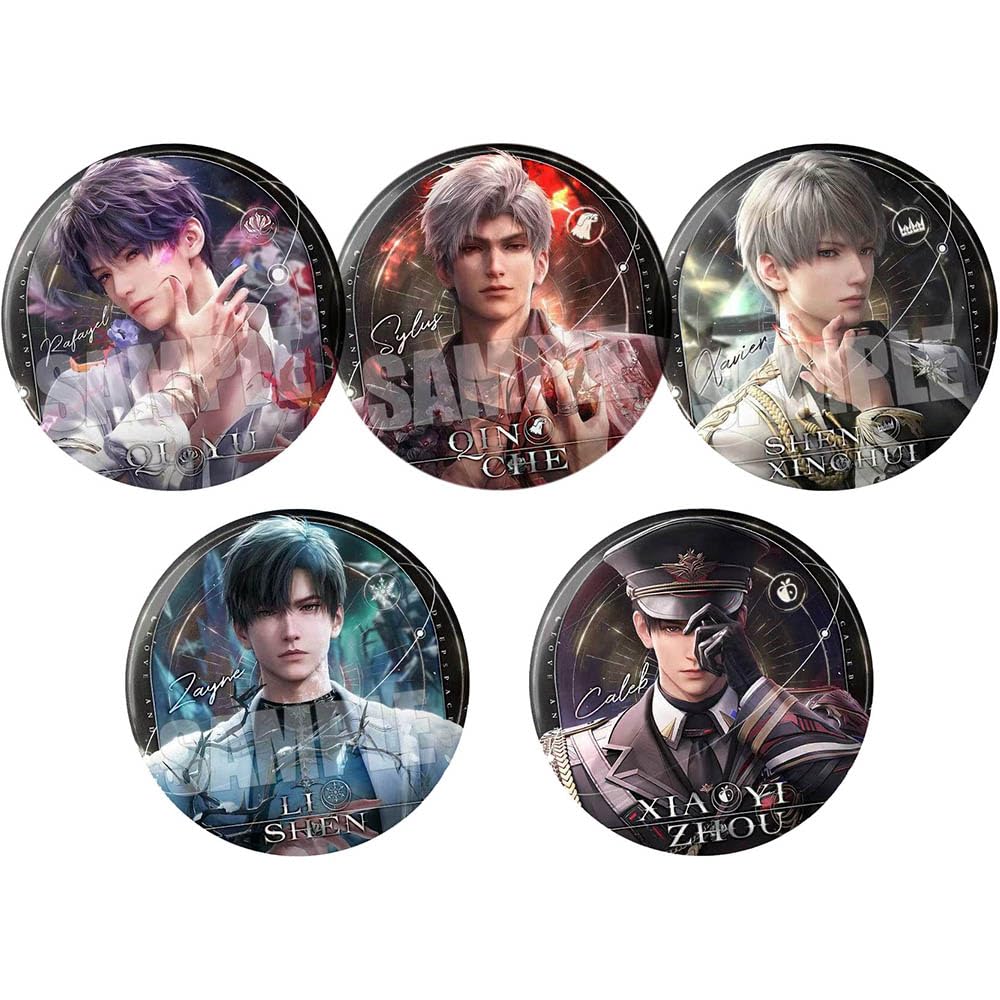 5 Love Deepspace Tinplate Badge Anime Figure Brooch Cool Pins, Sylus Rafayel Zayne Caleb Cosplay Accessories 58MM
