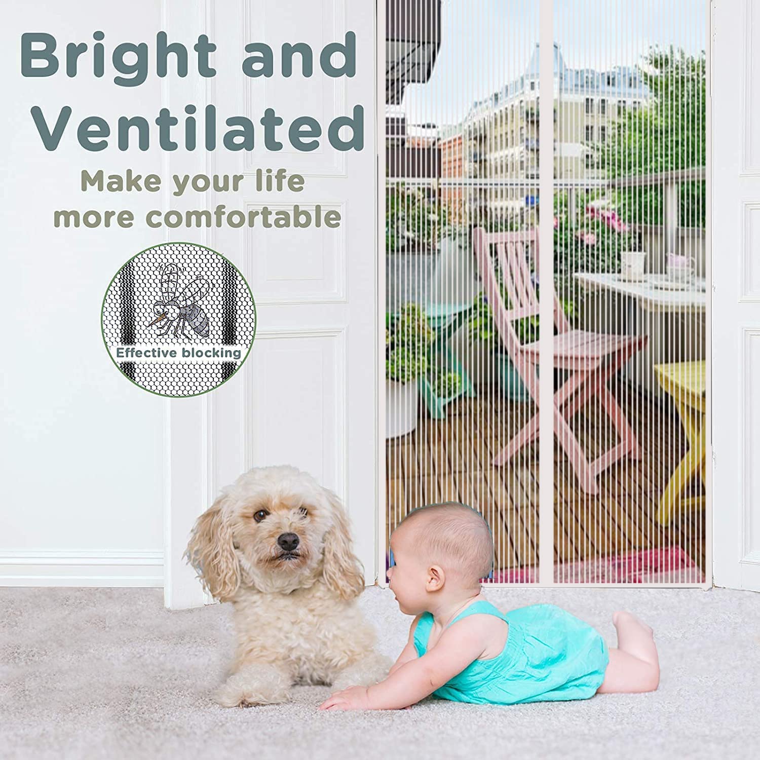 Moustiquaire Porte Fenetre Aimantée Magnetique 125 X 280