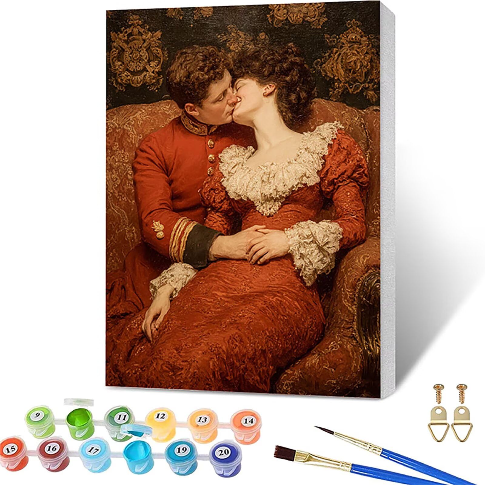 Paint by Numbers for Adults Kiss, Love Paint by Numbers Kits with Frame, DIY Arts and Crafts for Beginners Oil Paintings with Brushes and Acrylic, for Room Decor, Gifts for Women, 36x44in 7-5660