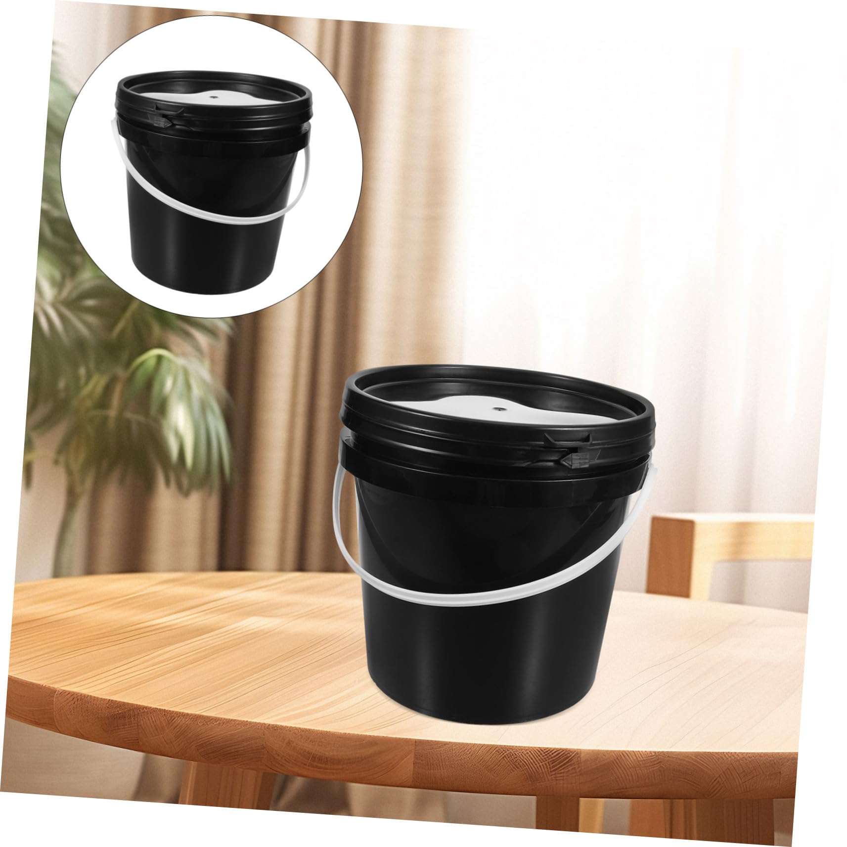 DOITOOL Seau de Peinture Bucket Noir en Plastique Léger de 2l avec Couvercle, pour Rangement Peinture et Usage Domestique Polyvalent