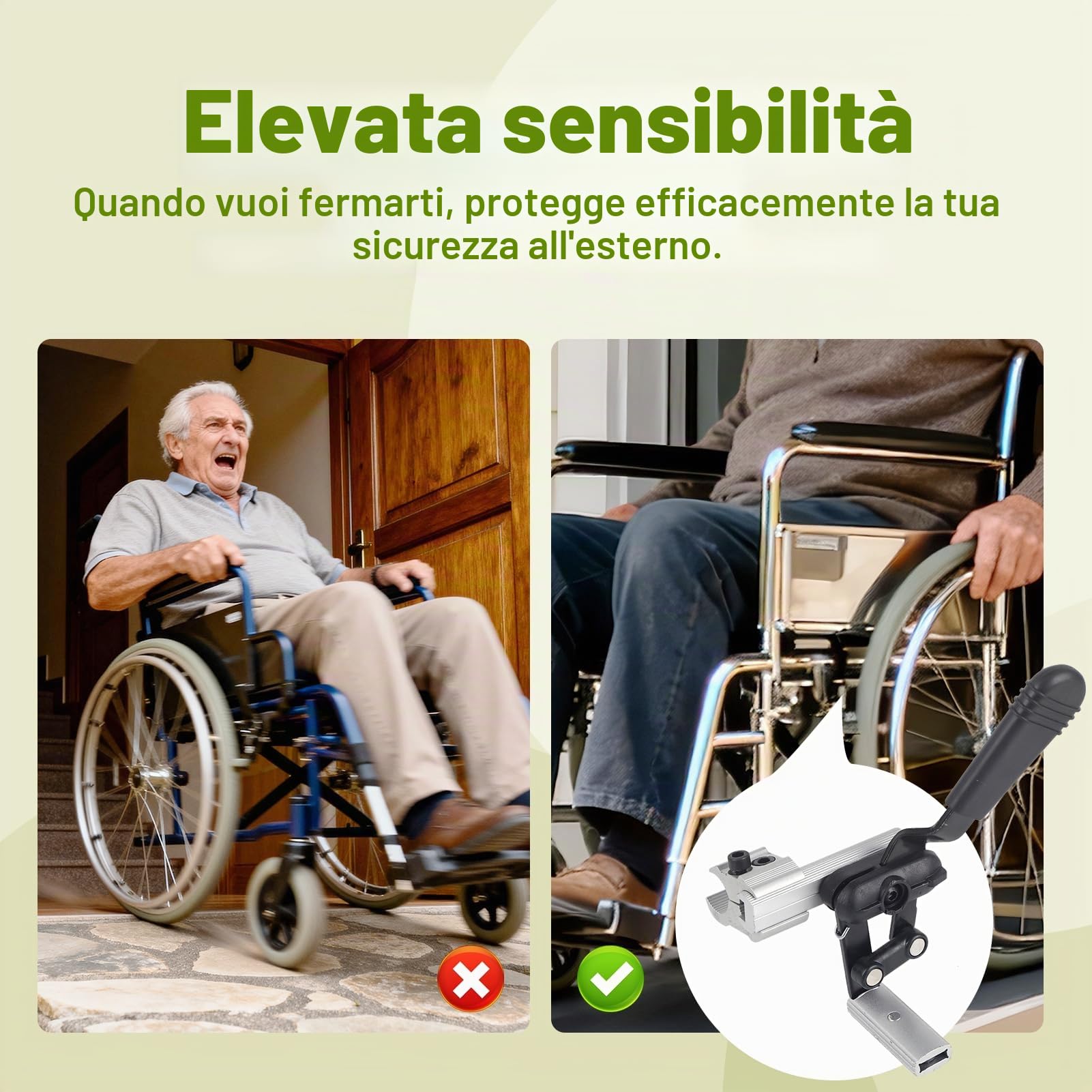 Freno di Stazionamento per Sedia a Rotelle Parte di Ricambio per Sedia a Rotelle Sensibilità Freno a Mano Accessorio per Sedie a Rotelle(Sinistra)
