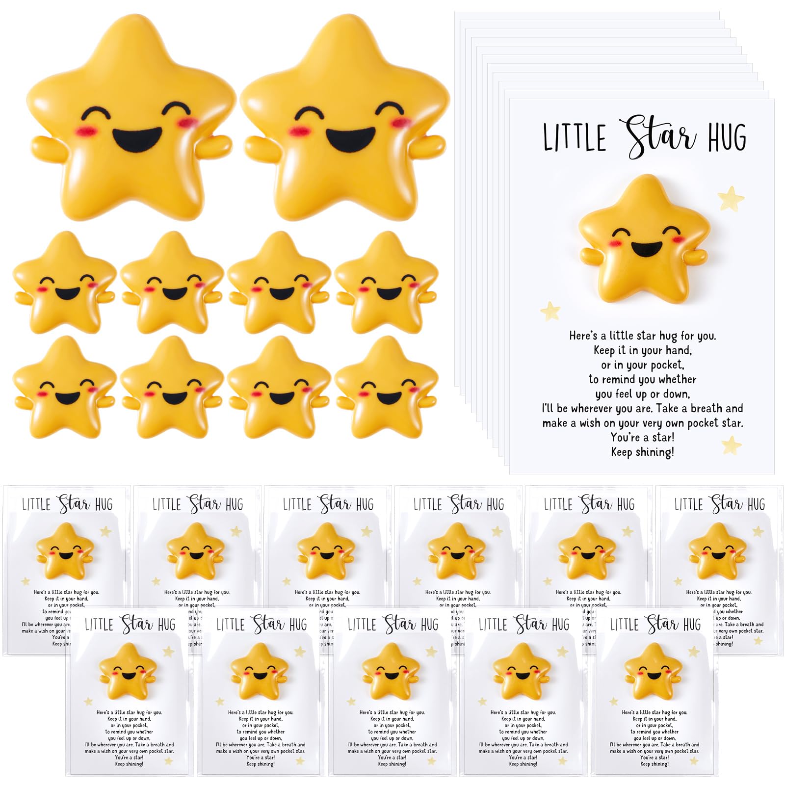 XunYee 30 Sets Little Pocket Hug Token Emotional Small Support Gifts for Teacher Coworker Staff Employee, Mini Resin Pocket Hug Cards Positive