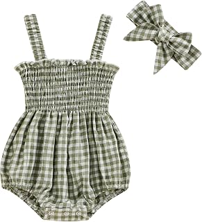 Infant Newborn Baby Girl Ruffle Sleeveless Romper Summer Clothes Outfit with Cute Floral Print Jumpsuit