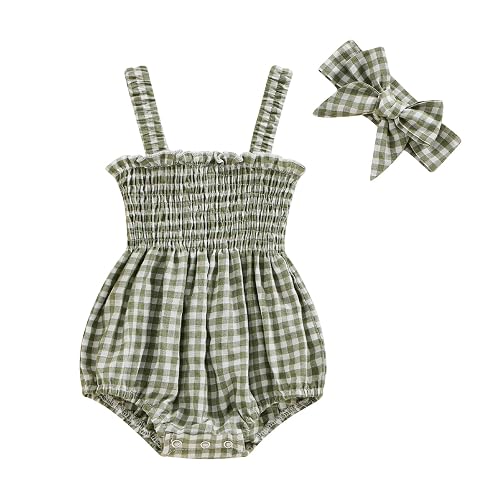 FOMOYUU Infant Newborn Baby Girl Ruffle Sleeveless Romper Summer Clothes Outfit with Cute Floral Print Jumpsuit