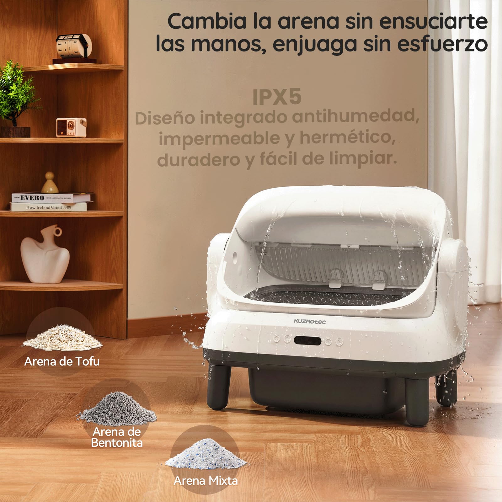 Arena Autolimpiable 120L XXXL, Arenero Automático con Control por App & Eliminación de Olores, Arenero Eléctrico con 8 Protecciones, Ideal para Gatos Grandes & Hogares con Múltiples Gatos