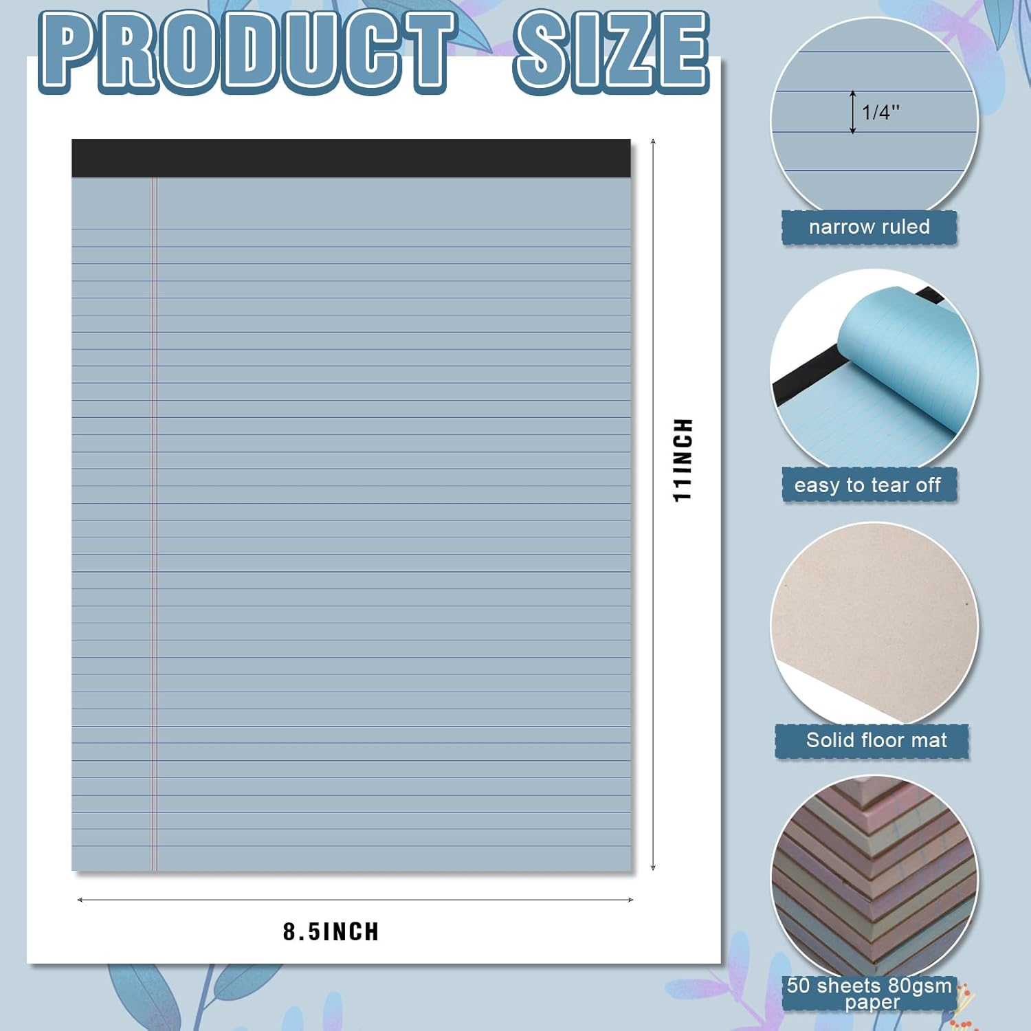 Fuutreo 12 Pcs 8.5'' x 11'' Colored Legal Pad Writing Pads Narrow Ruled 50 Sheets Per Notepad Micro Perforated Writing Pad Note Pads Office Supplies for School College Office Business (Soft Color)