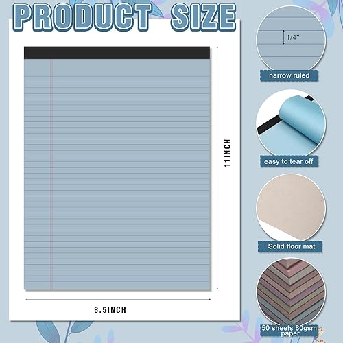 Miniatura 8 de Fuutreo 24 blocs de notas de 8.5 x 11 pulgadas, bloc de notas de color con rayas estrechas, 50 hojas por bloc de notas, bloc de notas