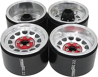 HOBBYSOUL Wide 1.57' (40mm) 2.2 Beadlock Wheels Adjustable 4 Offsets Rims Silver Color for Gen8 Everest gen 7 Pro / SCX10 Capra Wraith Ryft / TRX4 AMG 6x6, (4-Pack)