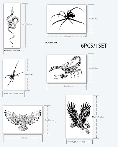 Miniatura 4 de Tattoo Tech, 6 hojas de tatuaje semipermanente, tatuajes temporales para adultos, dura 1-2 semanas, impermeable, aspecto realista, sin adhesivo, sin