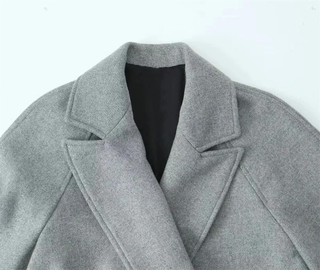 Abrigos largos con cinturón para mujer, abrigos de lana sintética y chaquetas de invierno de mezcla de manga larga elegantes para mujer